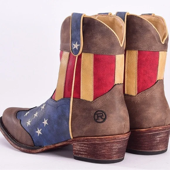 Roper Patriotic Western Boots with Stars and Stripes - Picture 2 of 8